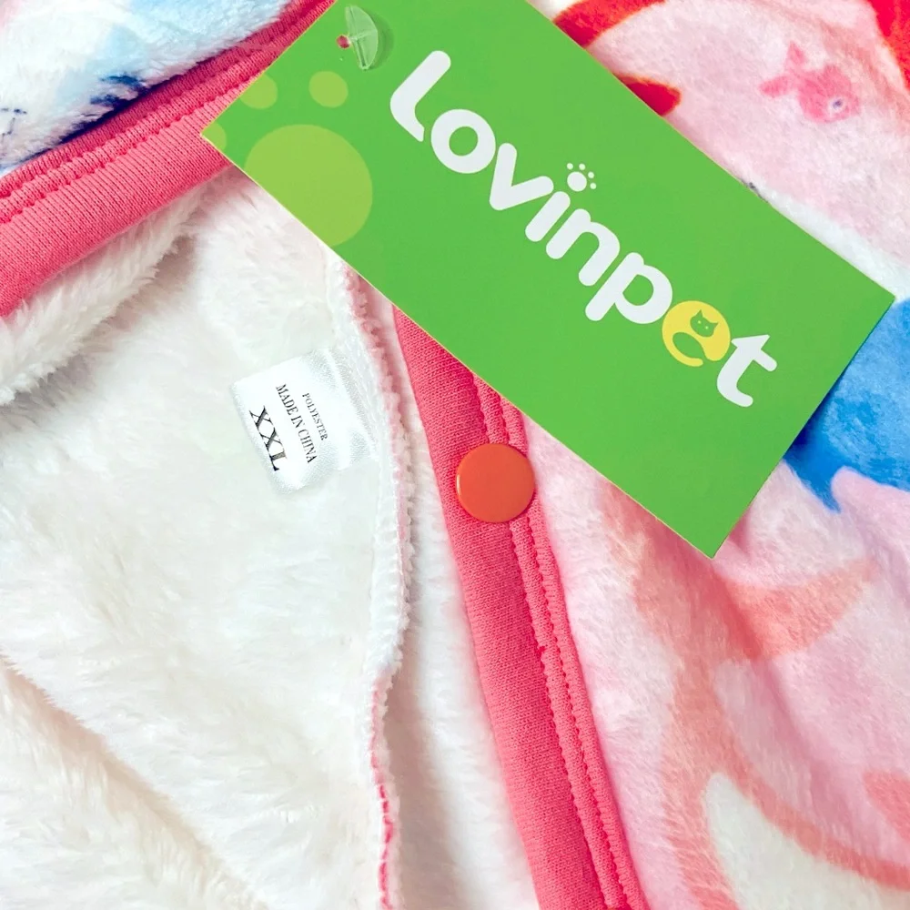 LOVINPET Soft Flannel Dog Dress In Big Bites Pink Size XXL - Picture 10 of 12